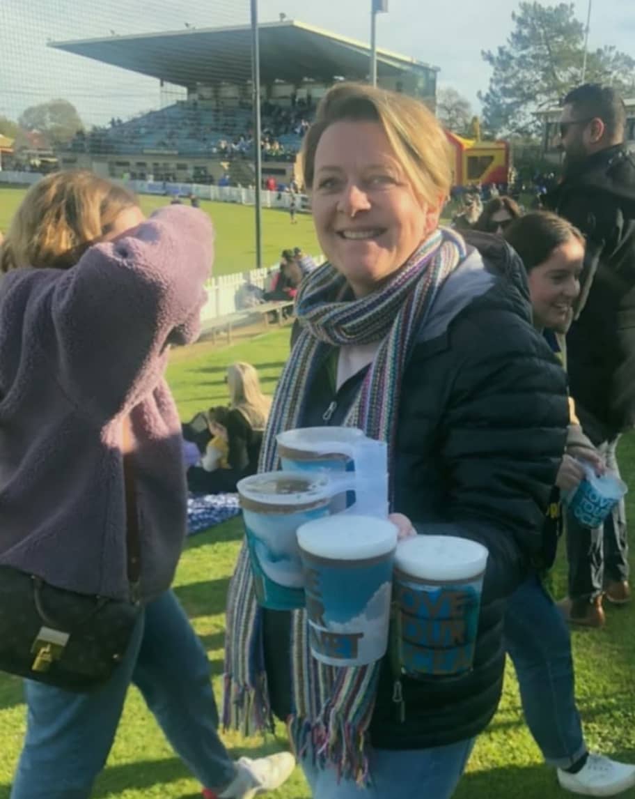 Custom printed pint cups at a large scale wedding