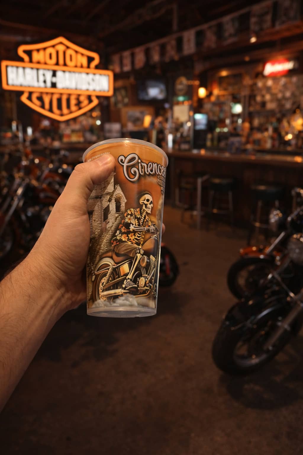 Sustainable reusable pint cups at an eco-event